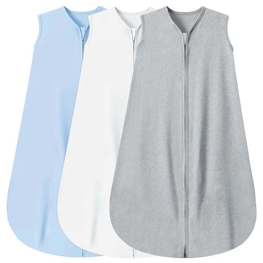 Sleeveless Baby Sleep Sacks - Blue, White, Gray